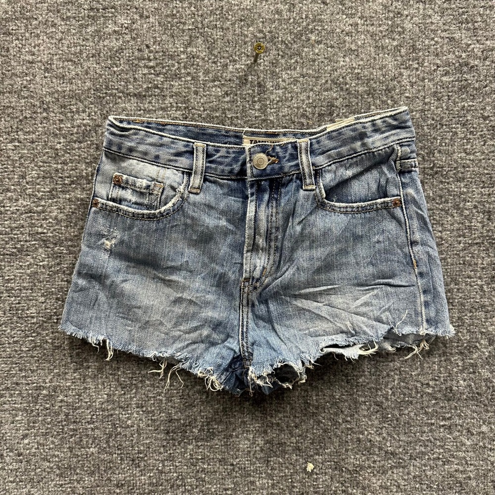Tally Weijl Shorts Womens Size 32 Blue Distressed Cotton Raw Hem Cutoff Summer